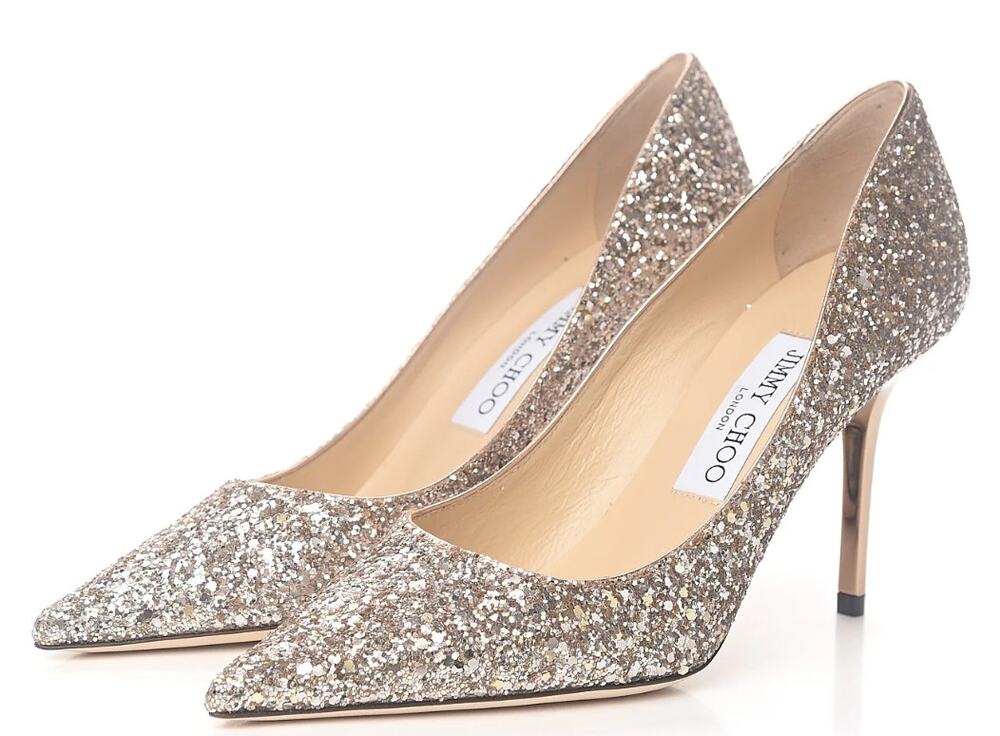 New Jimmy Choo Coarse Glitter Agnes 85 Ballet Pink Size 6